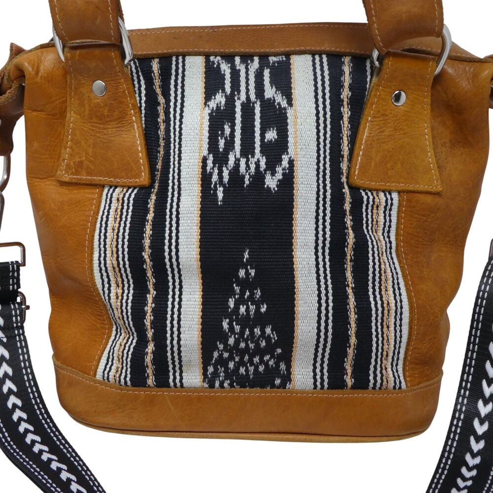 Ixchel Triangle Handmade Leather Mayan Aztec Woven Shoulder Bag Purse - Picture 3 of 13